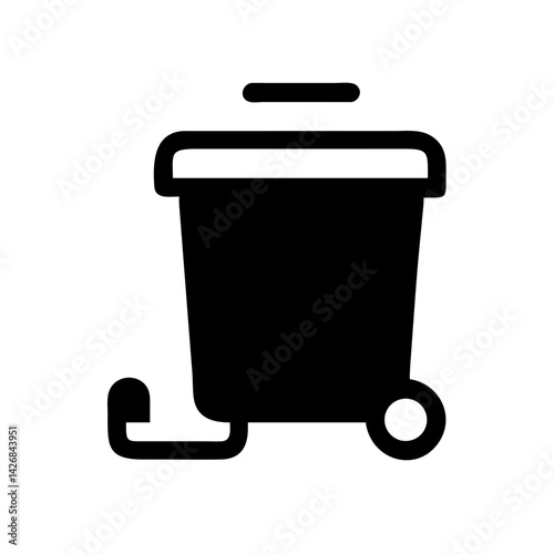 Trash Can with Pedal Lid Mechanism Icon Design