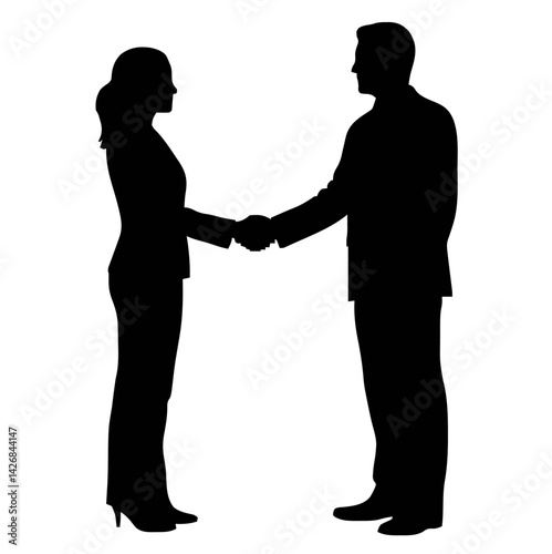 Businessmen Handshake Silhouette Symbolizing Trade Agreement and Partnership