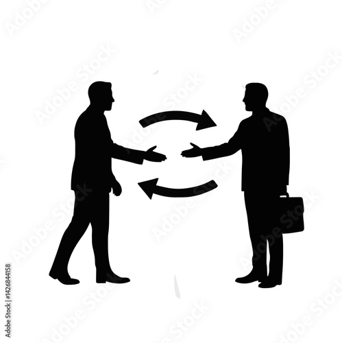 Businessmen Handshake Silhouette Symbolizing Trade Agreement and Partnership