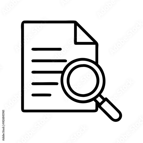 Document search find file information magnifying glass icon data analysis research examine paper work
