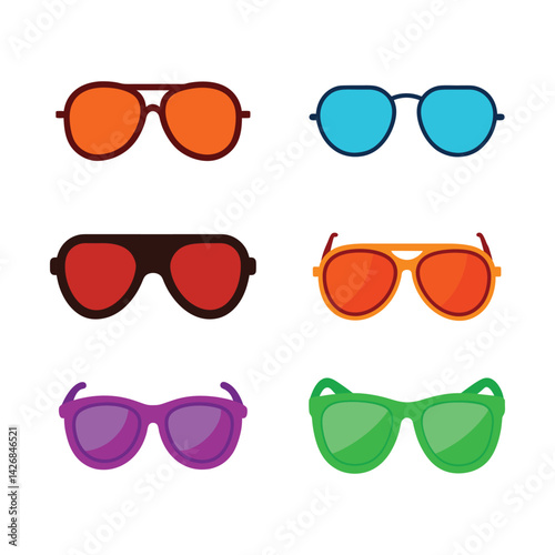 Set of colorful sunglass vector illustration