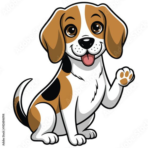 High Quality Flat vector illustration Adorable Beagle Vector Art winks