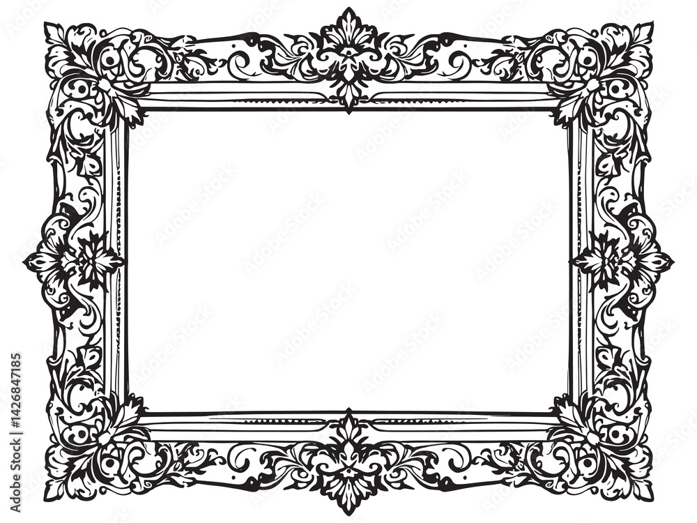 Picture Frame line art black and white style for artists