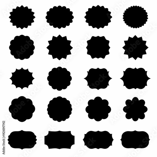 collection of 30 black silhouette vector frames abstract shapes high resolution picture