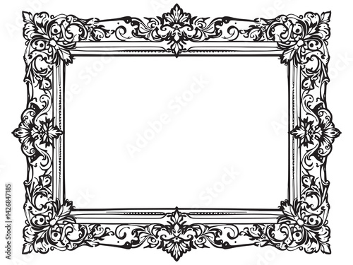 Picture Frame line art black and white style for artists