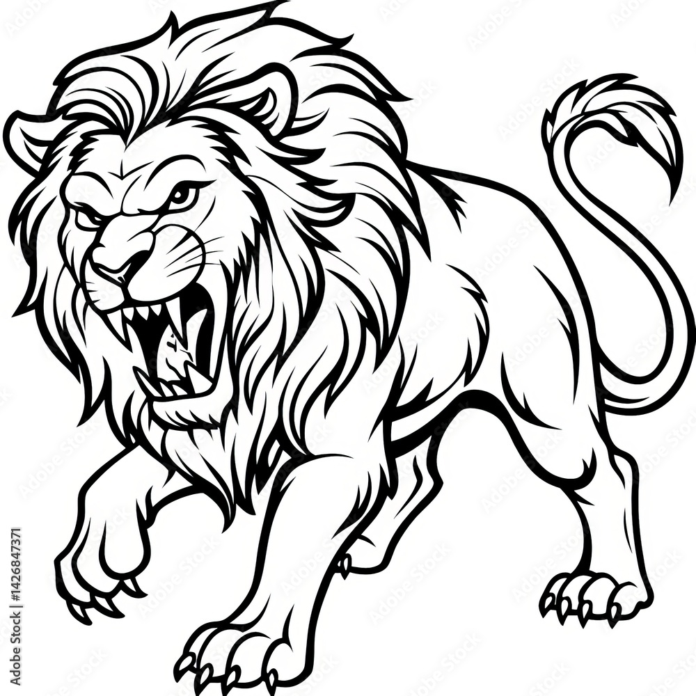 Obraz premium Lion Line Art