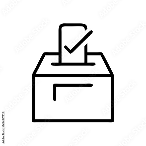 Voting Ballot Box with Checkmark Icon Design