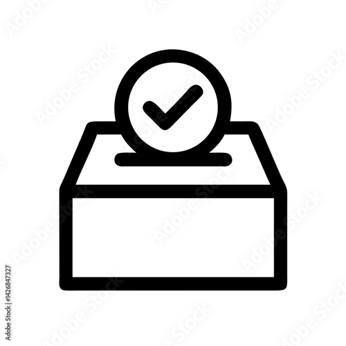 Voting Ballot Box with Checkmark Icon Design