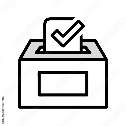 Voting Ballot Box with Checkmark Icon Design