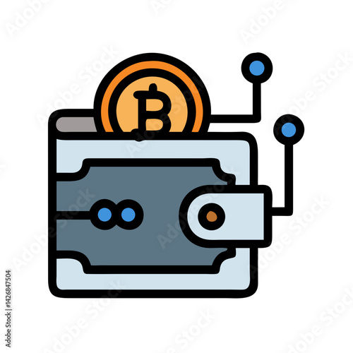 Wallet with Cryptocurrency Coins Icon Design