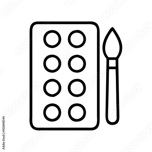 Illustration of paint palette art supplies and paint brush for painting and drawing projects art design
