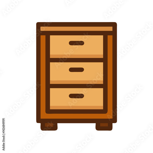 Wooden Drawer Cabinet Furniture Icon Design