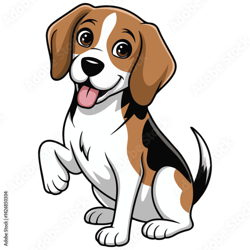 High Quality Flat vector illustration Adorable Cartoon Beagle Vector Art winks