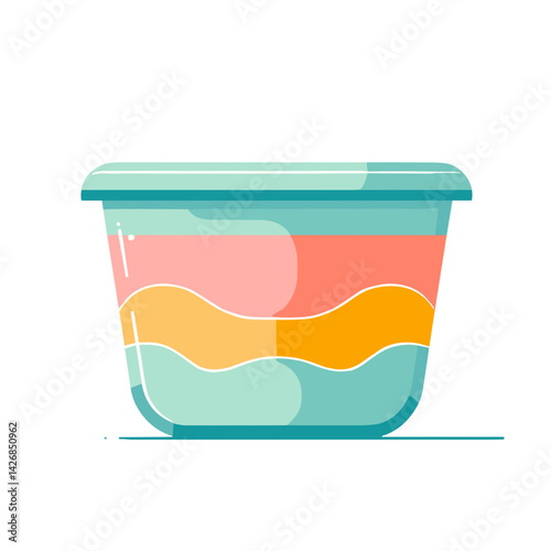 Colorful layered dessert in a transparent cup