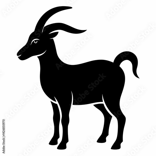 new style goat animals silhouette vector icon on white background