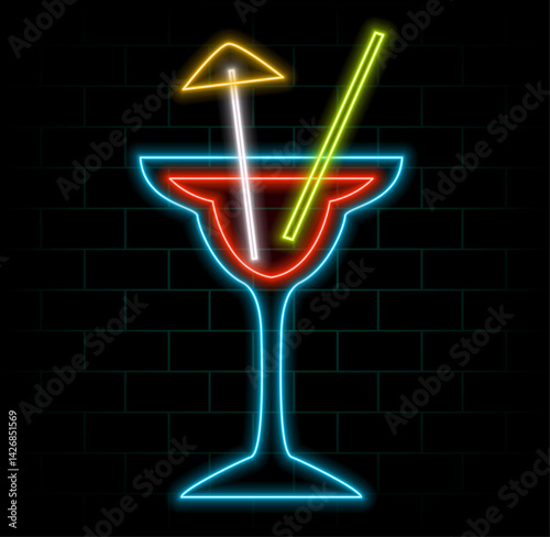 Alcohol drinks vector icons. neon baby.