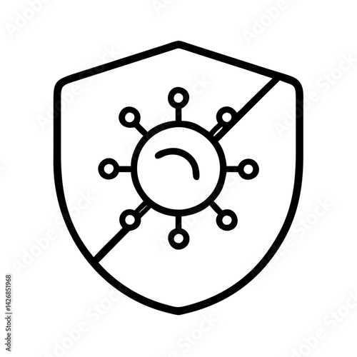 Shield protection against virus bacteria germs microbe pathogen defense antivirus safety secure line art