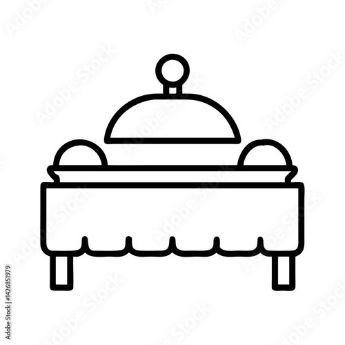Illustration of a serving dish food server buffet table catering line art outline vector icon