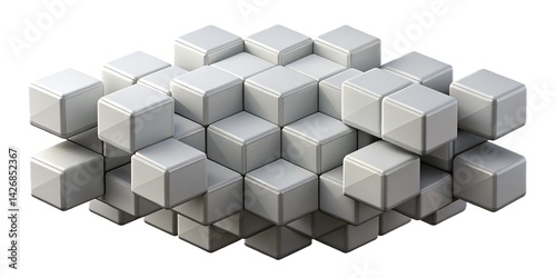 3D geometric background with a uniform grid of floating cubes in monochrome shades