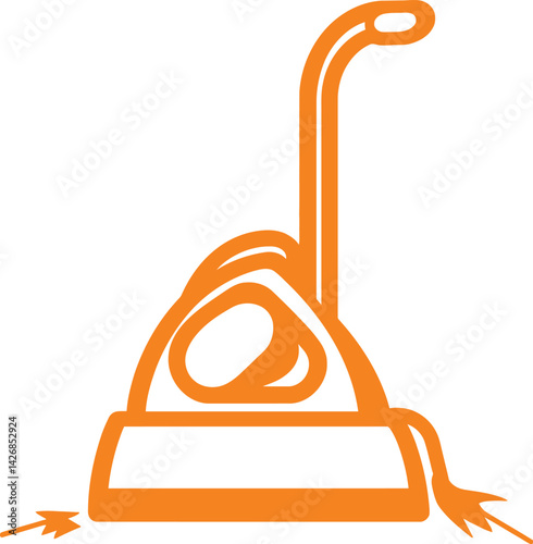 Orange Vacuum Cleaner Silhouette | Household Appliance for Cleaning and Maintenance | Simple Black and Orange Vector Illustration