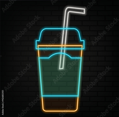 fresh juice, Chia pudding icons. neon style.Set of fresh fruit and vegetable juice. Various smoothie drinks summer set