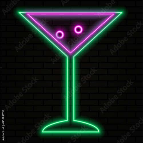 popular cocktails. Created for menu designs. neon style. Set of alcoholic drinks with Tequila Sunrise, Margarita, Old-fashioned, Caipirinha, Manhattan and Mojito