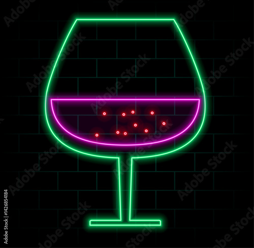 Set of alcoholic drinks. neon style. drinks.