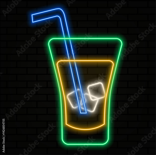Sketch of cocktails and alcoholic drinks. neon style.