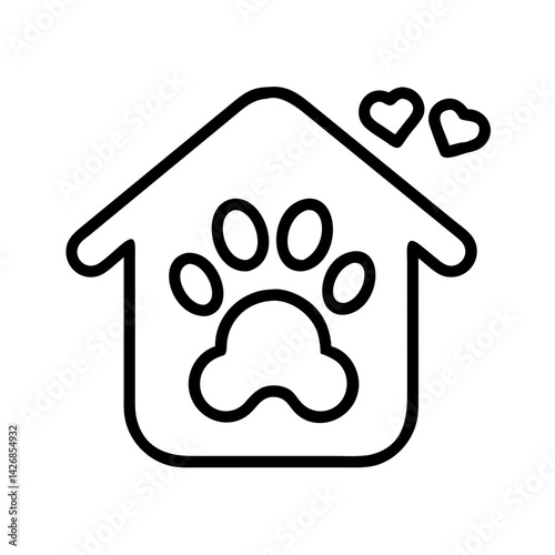 Dog house pet paw print logo design vector template for animal shelter veterinary and pet care logo