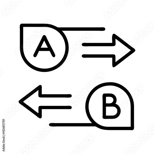 Transfer a to b direction arrow exchange process connection flow diagram communication route route path