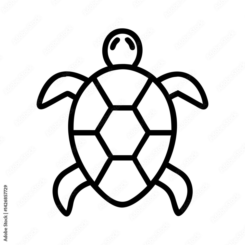 Obraz premium Sea turtle outline drawing vector illustration aquatic animal reptile ocean wildlife tortoise graphic design icon, logo