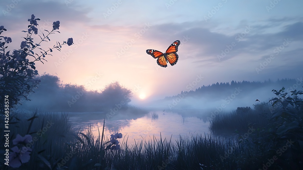 Butterfly showcasing vibrant wings in greenery high resolution picture Butterfly showcasing vibrant wings in greenery high resolution picture