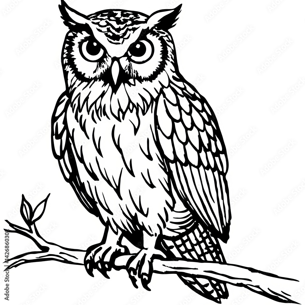 Fototapeta premium Owl Line Art