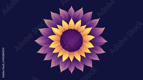 Purple Sunflower with Dark Background.