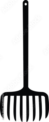Vector Illustration of a Black and White Silhouette of a Pitchfork