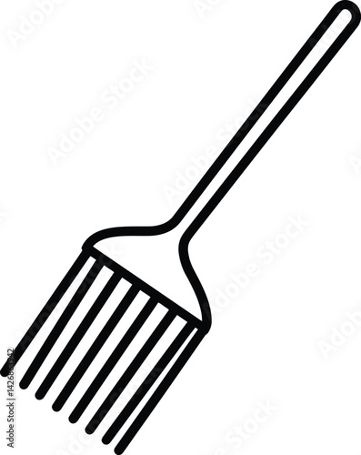 Vector Illustration of a Black and White Outline of a Gardening Rake