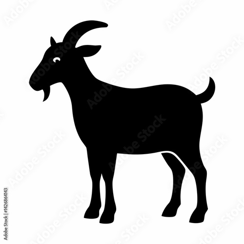 new goat animals silhouette vector icon on white background