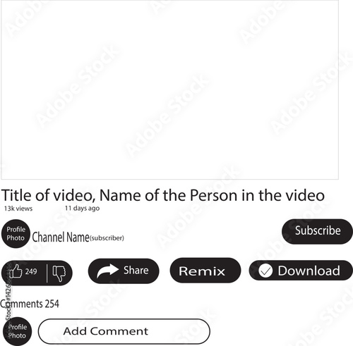 Youtube play video template Vector and illustration 