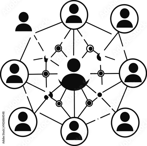 Vector Illustration of a Network of Connected People Represented by Nodes