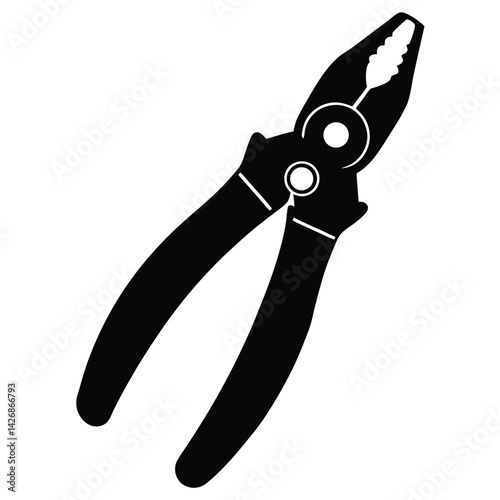 Isolated Black Vector insulated pliers on white background 