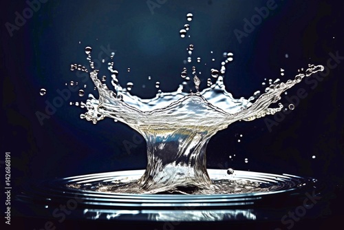 Water Splash. Splash effect after collision a falling drops with water Surface. Generative AI