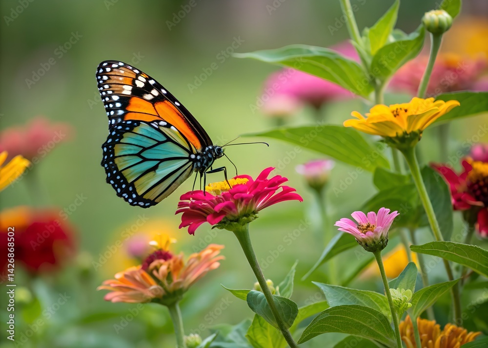 Fototapeta premium monarch butterfly on flower