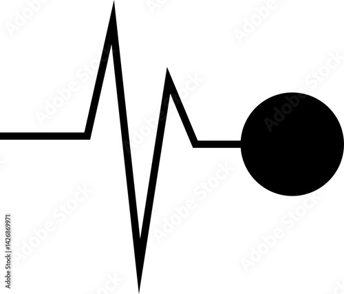 Heartbeat with Circle Node Icon Representing Health Monitoring – Transparent Background.