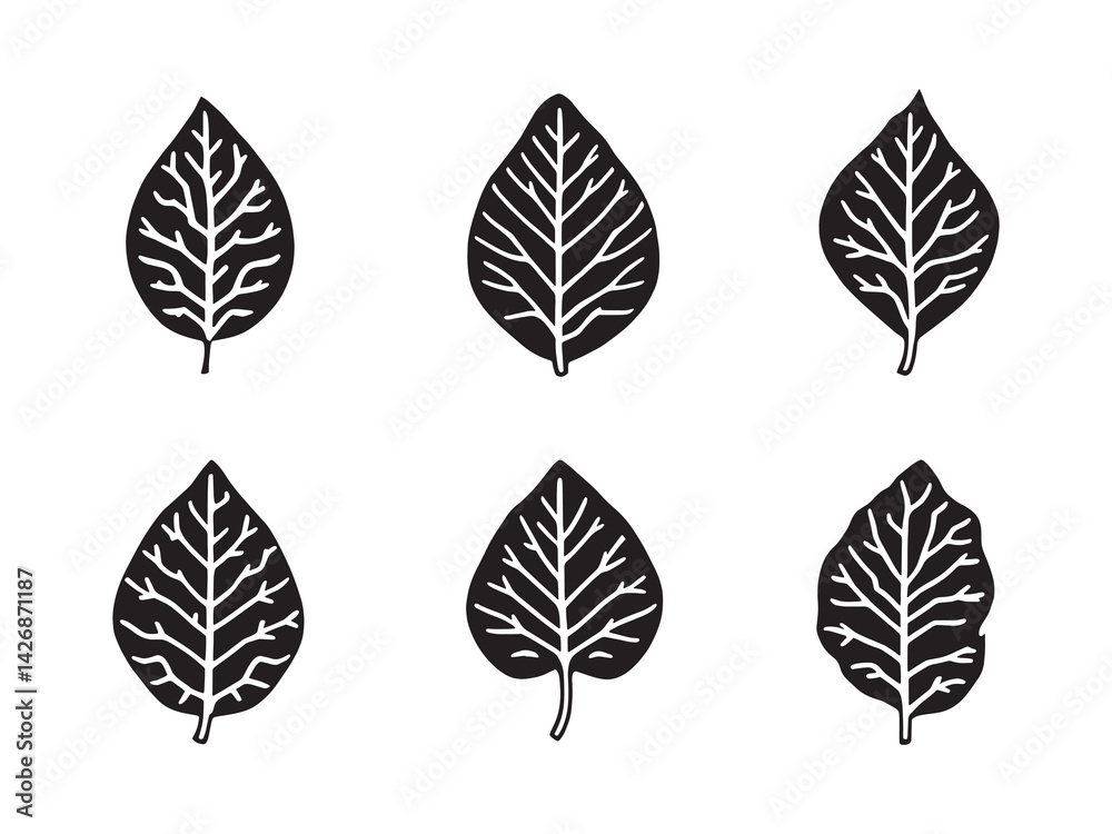 Fototapeta premium Teak leaf line art simple organic design perfect for artwork