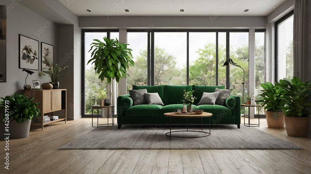 Fototapeta premium modern living room with a view