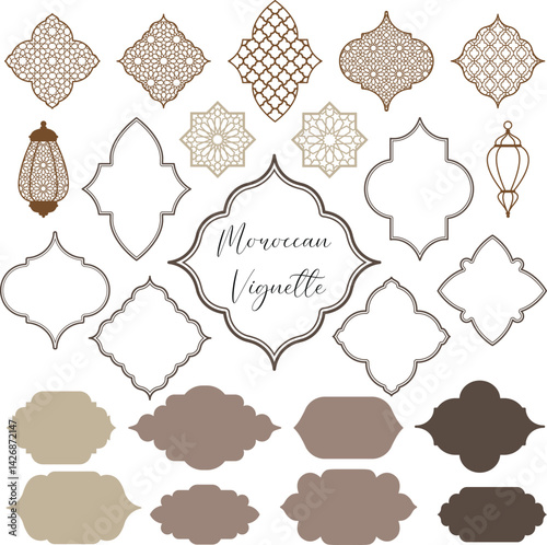 Arabic Moroccan Elements. Arabian Ornament. Moroccan Vignette. Traditional Pattern