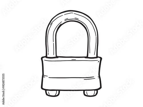 U-lock line art detailed illustration secure bike locking mechanism
