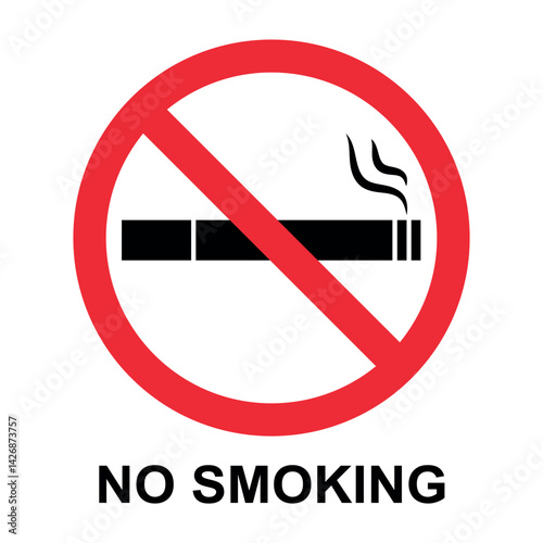  No smoking icon symbol for restaurant, room, public places. isolated cigarette prohibition sign. Vector Illustration isolated on white background