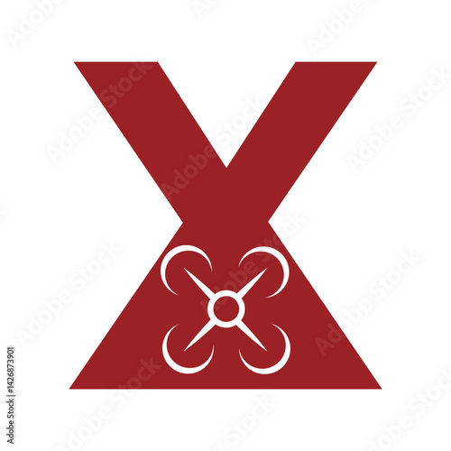 Initial drone Logo combine with letter X vector template
