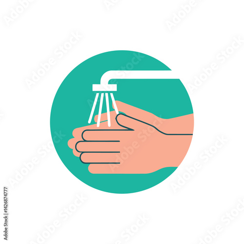 Hygiene Handwashing Vector Graphic Depicting Hand Washing Under Running Tap Water For Health And Well Being